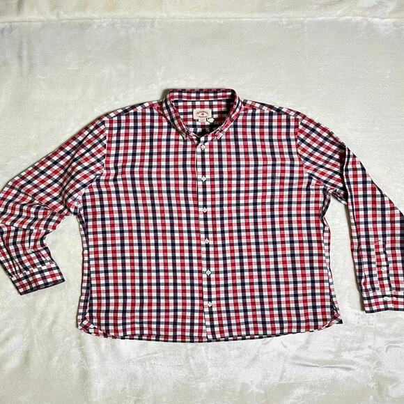 Brooks Brothers Red Fleece Button Up Men's XL Luxury Cotton Red White Preppy - Picture 1 of 8